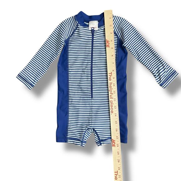 Hanna Andersson Blue Stripe Long Sleeve One Piece Rash Guard Swimsuit 75 12-18M - Picture 4 of 12